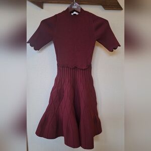 Sandro Ange Scalloped A-line Knit Sweater Dress Short Sleeve Womens size 1 (4)